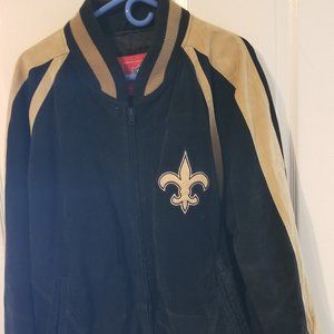 NFL Brand New Orleans Saints Wool Coat w/Suede